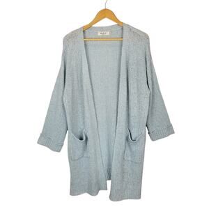 Beach Life Women's Light Blue Open Front Duster Long Cardigan Size Large